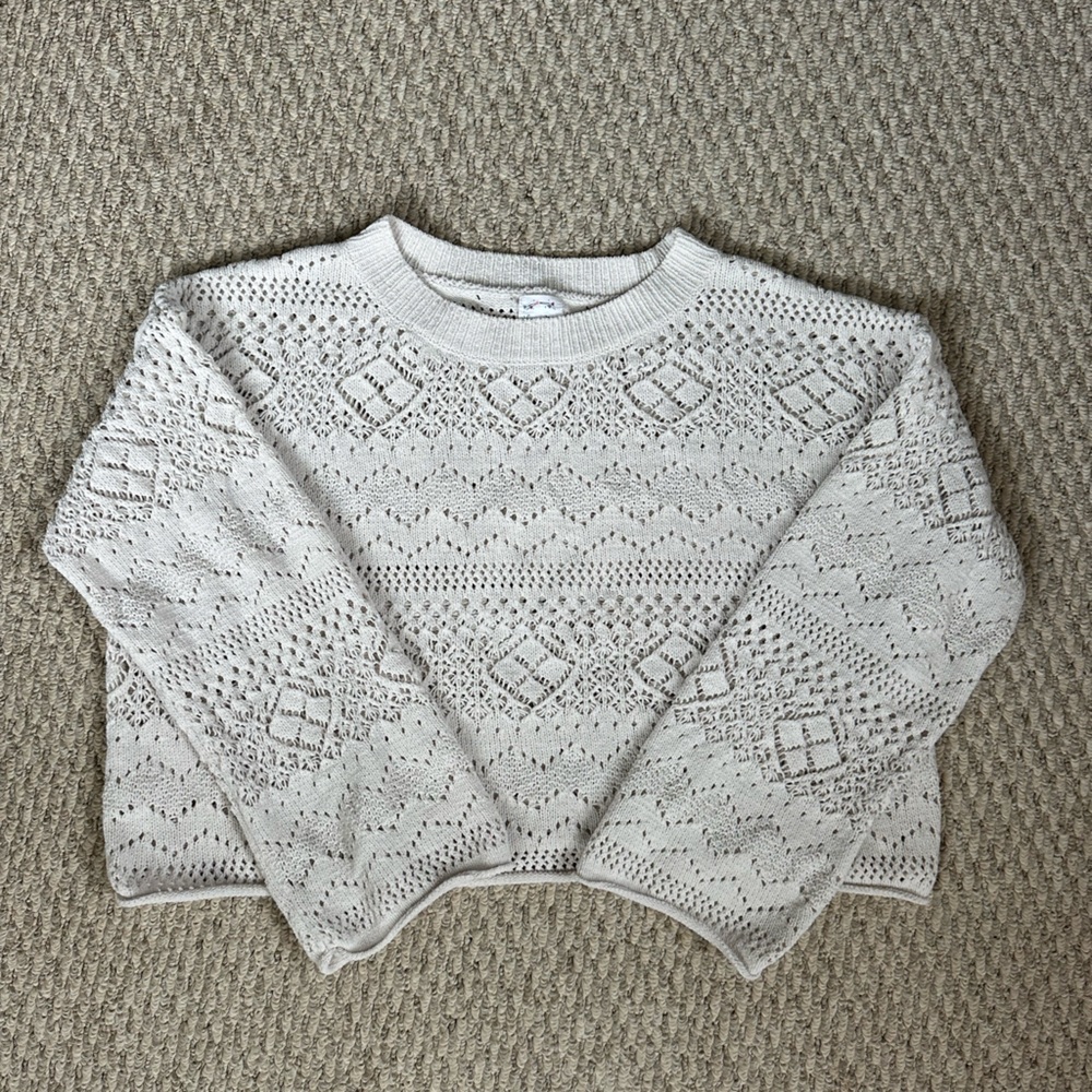 Hippie Rose Pointelle Knit Crewneck sweater